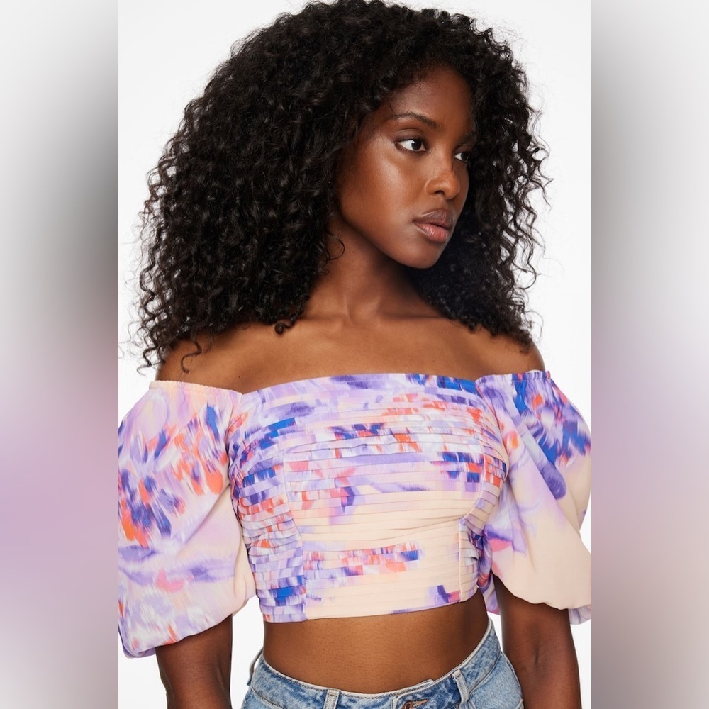 NWT Dynamite Cropped Puff Sleeve Top - Women’s XXS - Picture 3 of 11